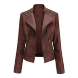 Slim Fit Thin Leather Coat Women's Motorcycle Clothing