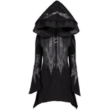 Halloween Cosplay Hoodie Women's Punk Black Long Hooded Printed Sweater