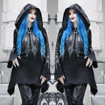 Halloween Cosplay Hoodie Women's Punk Black Long Hooded Printed Sweater