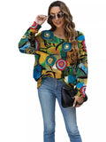 Graffiti Plus Size Women's Clothing Pullover Casual Top