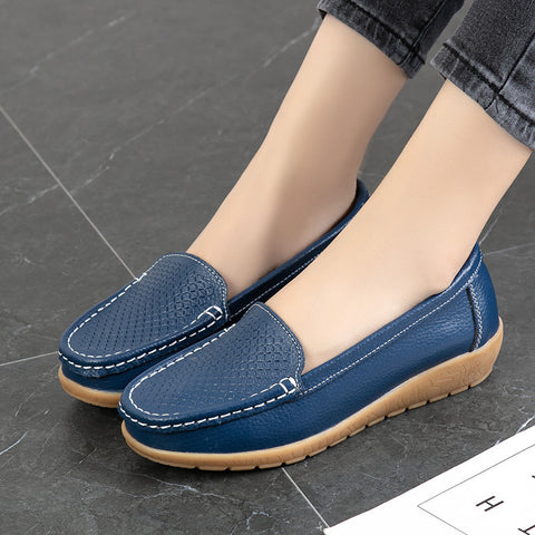 Women's Slope And Leather Casual Bean Shoes