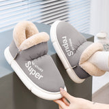 Warm House Shoes Plush Fleece High Back Heel Slippers Home Winter Warm Couple Shoes