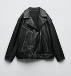 Women's Faux Leather Retro Biker's Leather Coat