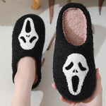 Halloween Skull Cartoon Print Slippers Warm Winter Slippers For Men Women Couple Home Shoes Indoor Cotton Slippers