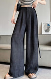 Ice Silk Tie-dyed Linen High-waisted Wide-leg Pants