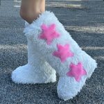 European And American Flat Heel High-top Warm Winter Long Tube Fur Boots