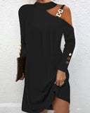 V-neck Pleated Batwing Sleeve Dress