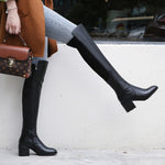 Chunky Heel Riding Boots Mid Heel Fashion Boots Over-the-knee Boots