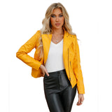 Slim Fit Thin Leather Coat Women's Motorcycle Clothing