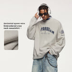 Men's Clothing Cross-woven Retro Embroidered Crew Neck Sweater