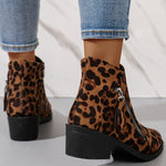 Women's Suede Rubber Cloth Fashion Boots Chunky Heel Booties