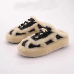 Outerwear Lamb Wool Thick Sole Half Slippers Women