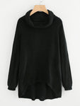 High Neck Dip Hem Knit Sweater - shop.livefree.co.uk