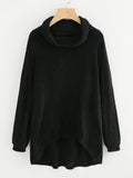 High Neck Dip Hem Knit Sweater - shop.livefree.co.uk