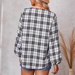 Autumn New Shirt Women's Fashion Plaid Round Neck Shirt Trendy