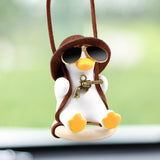 Cute Duck Car Pendant Swinging Autumn Car Rearview Mirror Pendant Pendant Pendant Car Interior Accessories Female Perfume Handmade Duck