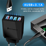 3.1A 4usb Mobile Phone Charger Travel Charger Charging Plug European Regulation Charging Head Charging Plug