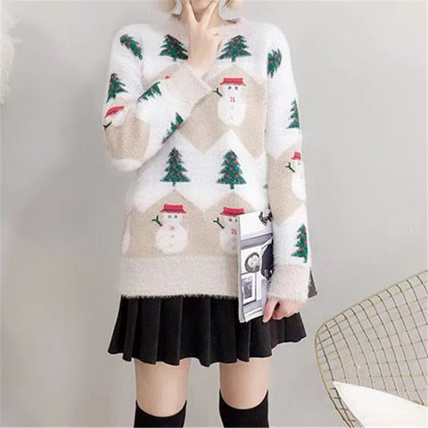 New fashion Christmas Sweater Women Casual Pullover Oversized Knitted Sweater Winter Jumper Autumn Knitwear