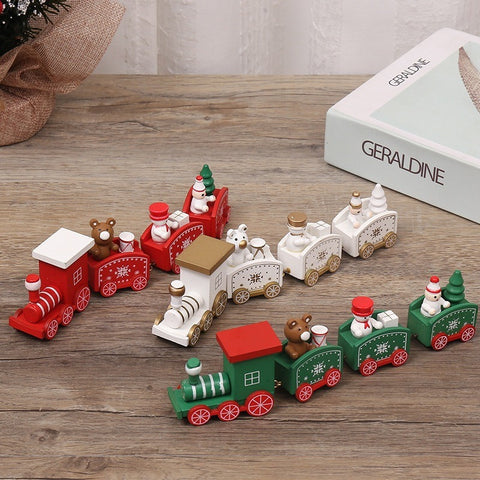 Christmas Decorations Christmas Wooden Small Train Decorations Santa Claus Children's Gifts