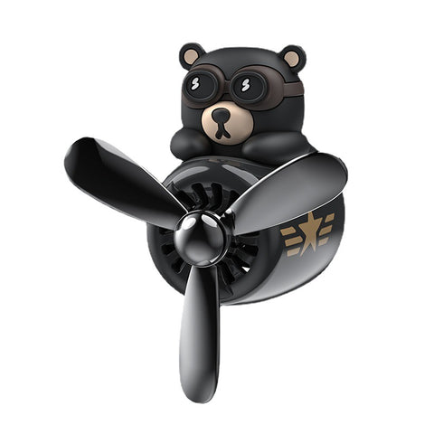 Hako Bear Airplane Car Aromatherapy Cartoon Cute Creative Little Black Bear Pilot Car Air Outlet Perfume