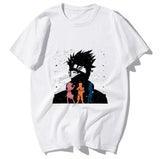 Hedging Casual White Youth Short-Sleeved Naruto Kakashi Character Print T-Shirt