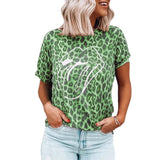 Summer New Women's Tops Leopard Lip Print Round Neck Short Sleeve T-Shirt