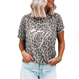 Summer New Women's Tops Leopard Lip Print Round Neck Short Sleeve T-Shirt