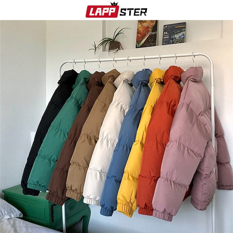 LAPPSTER Men Harajuku Colorful Bubble Coat Winter Jacket 2022 Mens Streetwear Hip Hop Parka Korean Black Clothes Puffer Jackets