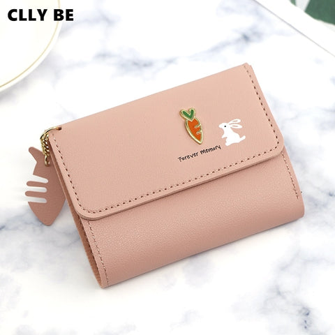 cute wallet coin purse for girls lady&#39;s card bag wallet multifunctional rabbit and carrot coin purse