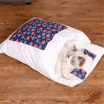 Japanese Cat Bed Warm Cat Sleeping Bag Deep Sleep Winter Removable Pet Dog Bed House Cats Nest Cushion with pillow