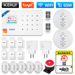 KERUI Tuya Smart WIFI GSM Security Alarm System Works With Alexa Home Burglar Motion Detector Smoke Door Window Sensor IP Camera