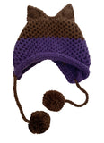 BomHCS Cute Fox Ears Beanie Winter Warm 100% Handmade Knit Hat