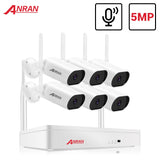 ANRAN 5MP Video Surveillance Kit Audio Camera Wireless NVR Kit Security Camera System 1920P Outdoor Waterproof Security Camera