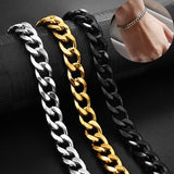 Jiayiqi 3-11 mm Men Chain Bracelet Stainless Steel Curb Cuban Link Chain Bangle for Male Women Hiphop Trendy Wrist Jewelry Gift