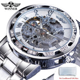 Winner Transparent Fashion Diamond Luminous Gear Movement Royal Design Men Top Brand Luxury Male Mechanical Skeleton Wrist Watch