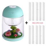Mini Portable Mist Humidifier Transparent Micro-landscape Air Humidifier Spray Air Purifier Diffuser with LED Lights for Home