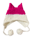 BomHCS Cute Fox Ears Beanie Winter Warm 100% Handmade Knit Hat