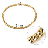 Jiayiqi 3-11 mm Men Chain Bracelet Stainless Steel Curb Cuban Link Chain Bangle for Male Women Hiphop Trendy Wrist Jewelry Gift