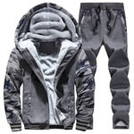 Winter Inner Fleece Hoodies Men New Casual Hooded Warm Sweatshirts Male Thicken Tracksuit 2PC Jacket+Pant Men Moleton Masculino