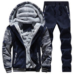 Winter Inner Fleece Hoodies Men New Casual Hooded Warm Sweatshirts Male Thicken Tracksuit 2PC Jacket+Pant Men Moleton Masculino