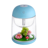 Mini Portable Mist Humidifier Transparent Micro-landscape Air Humidifier Spray Air Purifier Diffuser with LED Lights for Home