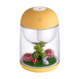 Mini Portable Mist Humidifier Transparent Micro-landscape Air Humidifier Spray Air Purifier Diffuser with LED Lights for Home