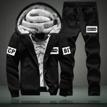 Winter Inner Fleece Hoodies Men New Casual Hooded Warm Sweatshirts Male Thicken Tracksuit 2PC Jacket+Pant Men Moleton Masculino