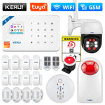 KERUI Tuya Smart WIFI GSM Security Alarm System Works With Alexa Home Burglar Motion Detector Smoke Door Window Sensor IP Camera