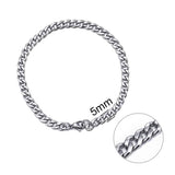 Jiayiqi 3-11 mm Men Chain Bracelet Stainless Steel Curb Cuban Link Chain Bangle for Male Women Hiphop Trendy Wrist Jewelry Gift