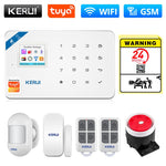 KERUI Tuya Smart WIFI GSM Security Alarm System Works With Alexa Home Burglar Motion Detector Smoke Door Window Sensor IP Camera