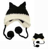 BomHCS Cute Fox Ears Beanie Winter Warm 100% Handmade Knit Hat