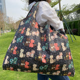 Pink Cartoon Large Capacity Reusable Grocery  Shopping Bag Handbag Foldable Eco Women&#39;s  Washable Gift Bag