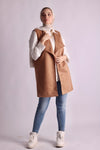 Suede camel belted vest