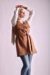 Suede camel belted vest